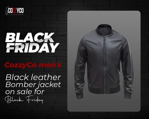 CozzyCo-men's-black-leather-bomber-jacket-on-sale-for-Black-Friday